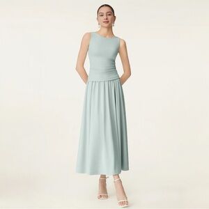 OGL Mint Light Cotton Rib Pull-On Umbrella Maxi Skirt with Pockets NWT Size‎ XL